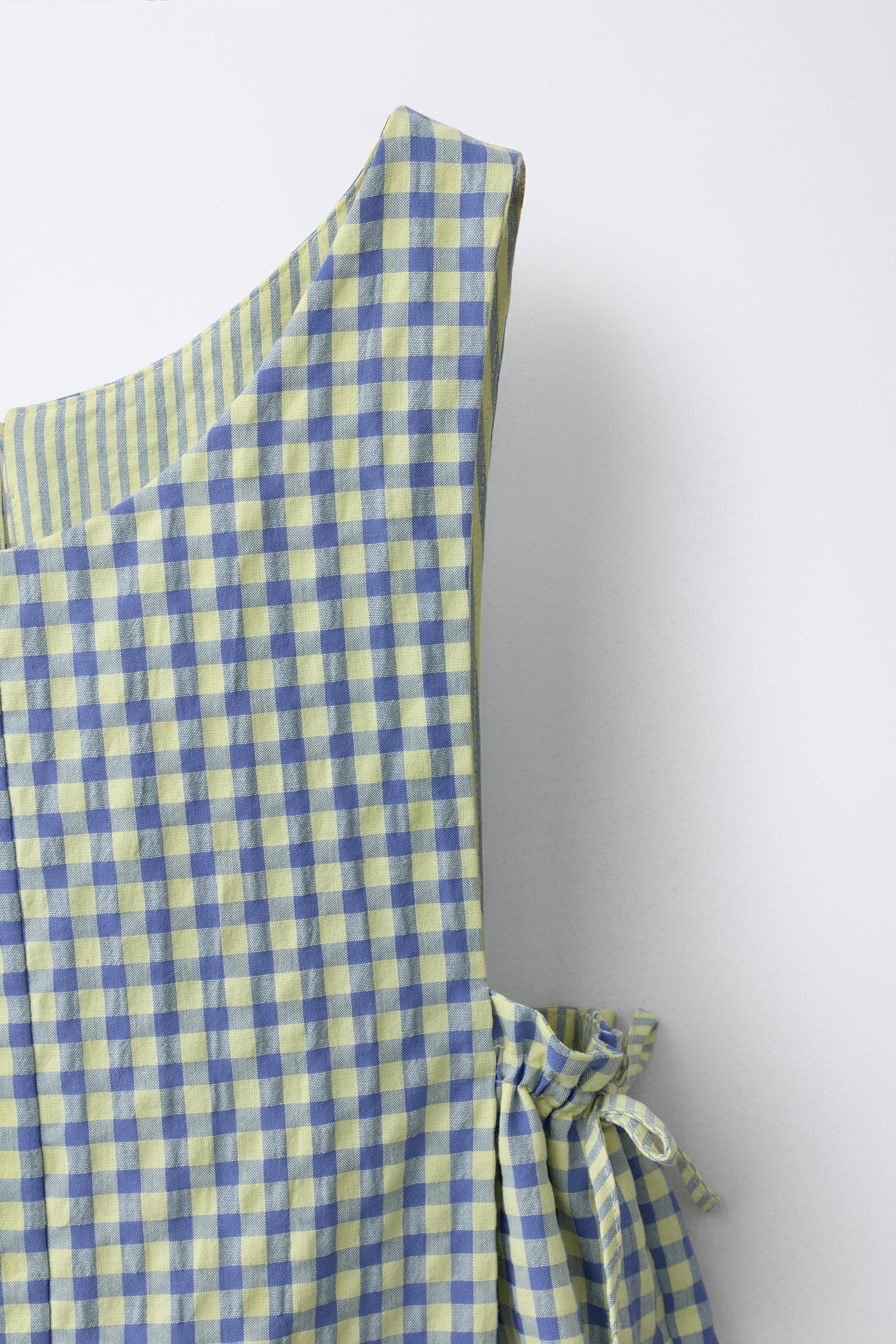 SHORT GINGHAM JUMPSUIT WITH BOWS
