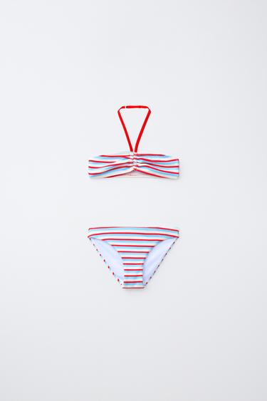 6-14 YEARS / STRIPED RIBBED BIKINI - Red / White by Zara - Image 0