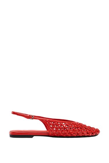 BRAIDED-EFFECT SLINGBACK BALLET FLATS - Red by Zara