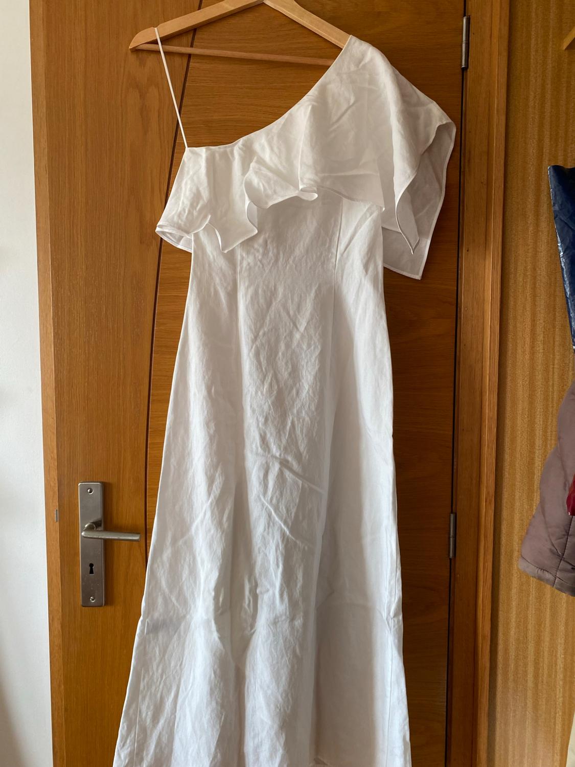 ZW COLLECTION ASYMMETRIC LINEN BLEND DRESS WITH RUFFLES - Image 5