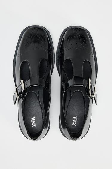 FLAT PATENT BROGUE SHOES - Black by Zara - Image 4