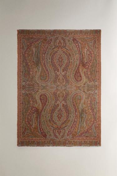 PAISLEY JACQUARD BLANKET - Brick by Zara - Image 0