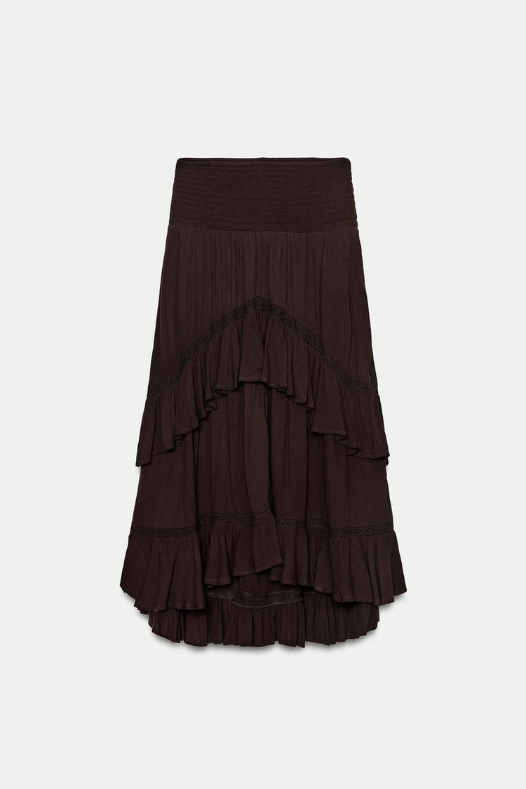 Falda midi con volantes 6
