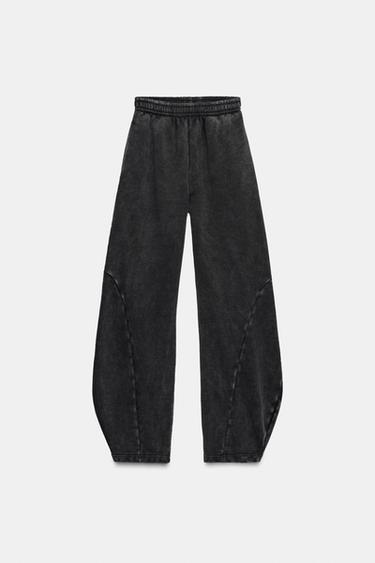 Zara WASHED TAPERED PANTS - Anthracite grey