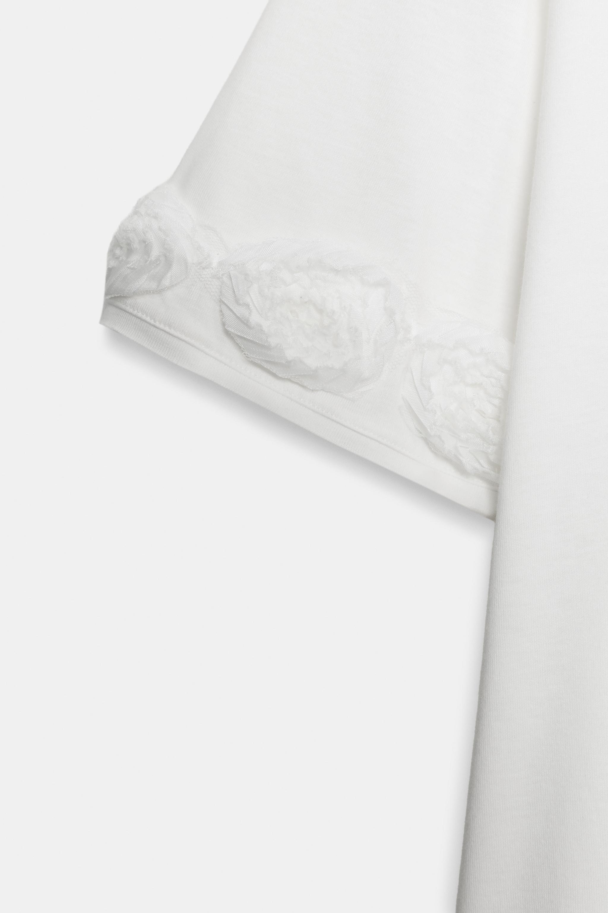 Zara KABARTMALI ÇİÇEKLİ T-SHIRT görsel 7