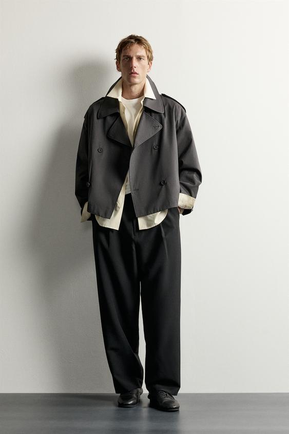 Zara TECHNICAL SHORT TRENCH COAT - Anthracite grey - Image 0