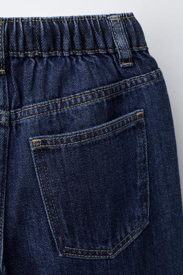 WIDE-LEG DRAWSTRING JEANS - Mid-blue by Zara - Image 3