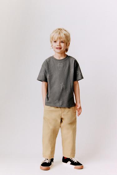 CAMISETA BORDADOS - Gris antracita de Zara