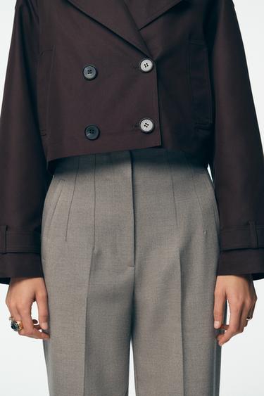 PANTALON TAILLE HAUTE - Marron clair de Zara - Image 2