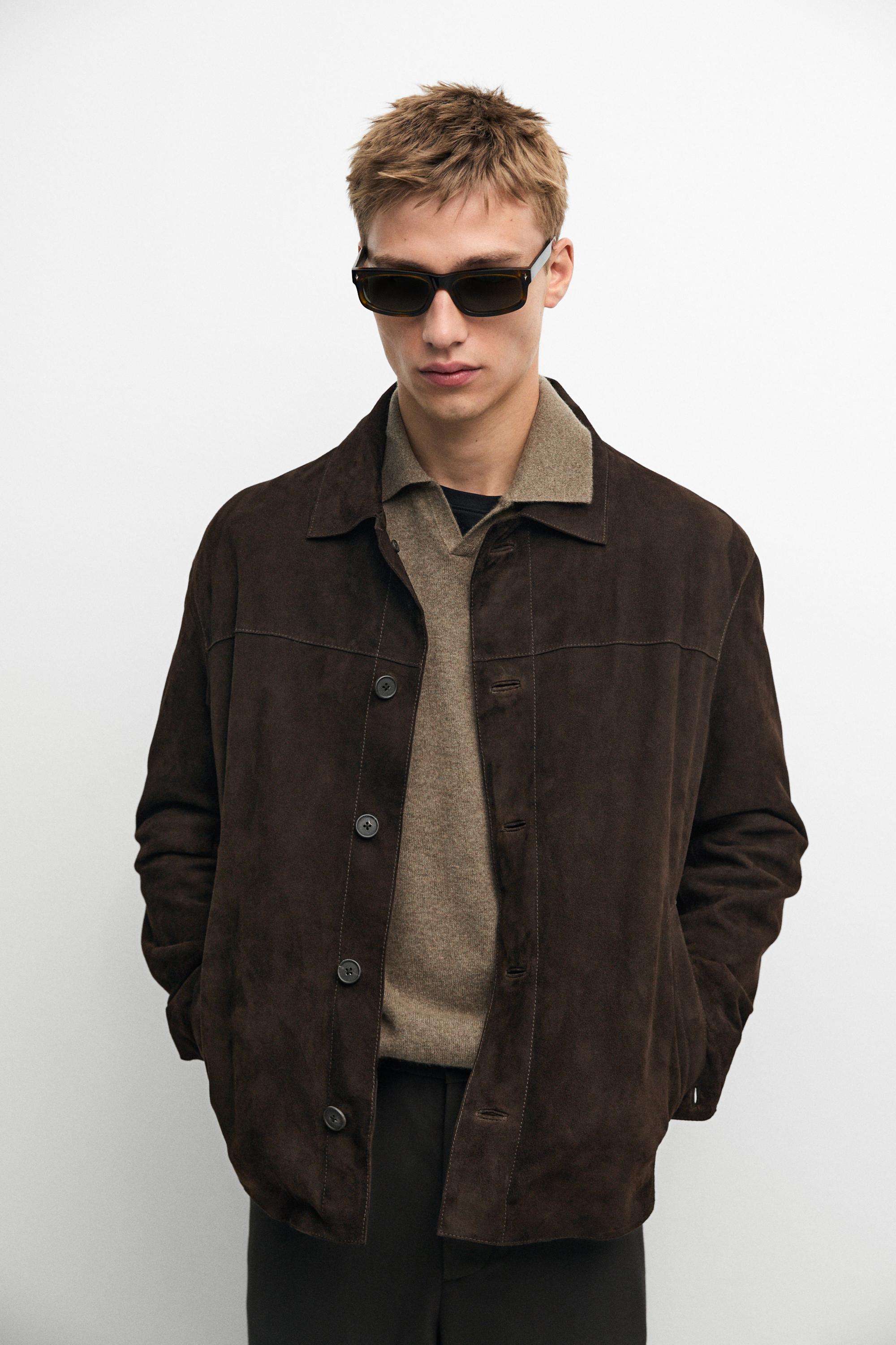 Suede leather pocket overshirt