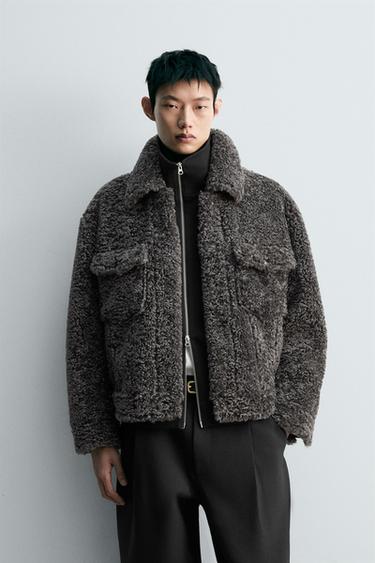 RELAXED FIT FAUX FUR JACKET - Grey / Blue by Zara