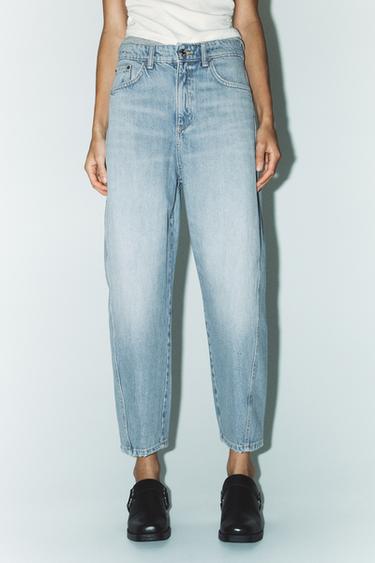 JEANS TRF CARROT CINTURA MÉDIA - Azul-claro da Zara