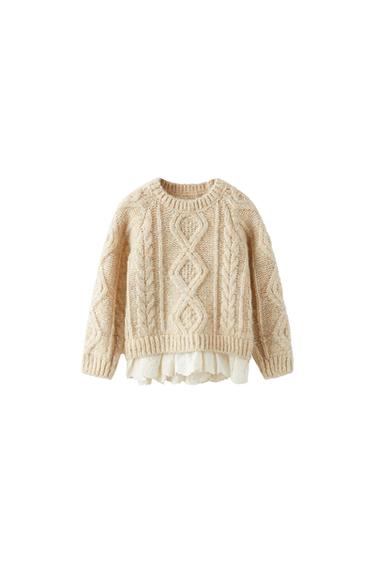 CONTRAST CABLE-KNIT SWEATER