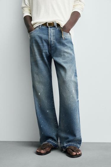 LOOSE FIT SPLATTER JEANS - Light blue by Zara - Image 4