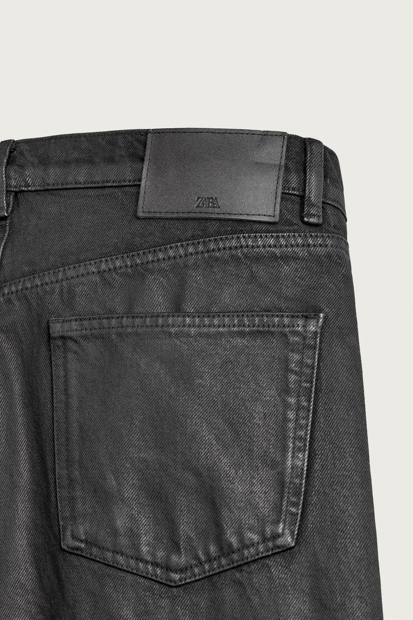 Мужские джинсы Zara Wax-Effect Loose Fit, цвет: Чёрный — фото 10