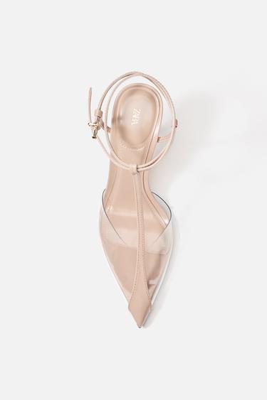 Zara VINYL SLINGBACK SHOES - Beige