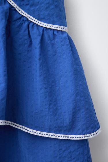 RUFFLED TOP WITH TOPSTITCHING - Blue by Zara - Image 3
