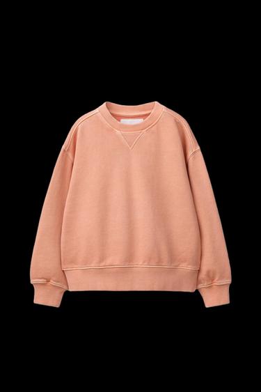 EINFARBIGES SWEATSHIRT GARMENT DYE - Orange von Zara