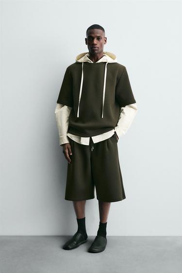 NEOPRENE-EFFECT SWEATSHIRT WITH STUD - Dark green by Zara - Image 0
