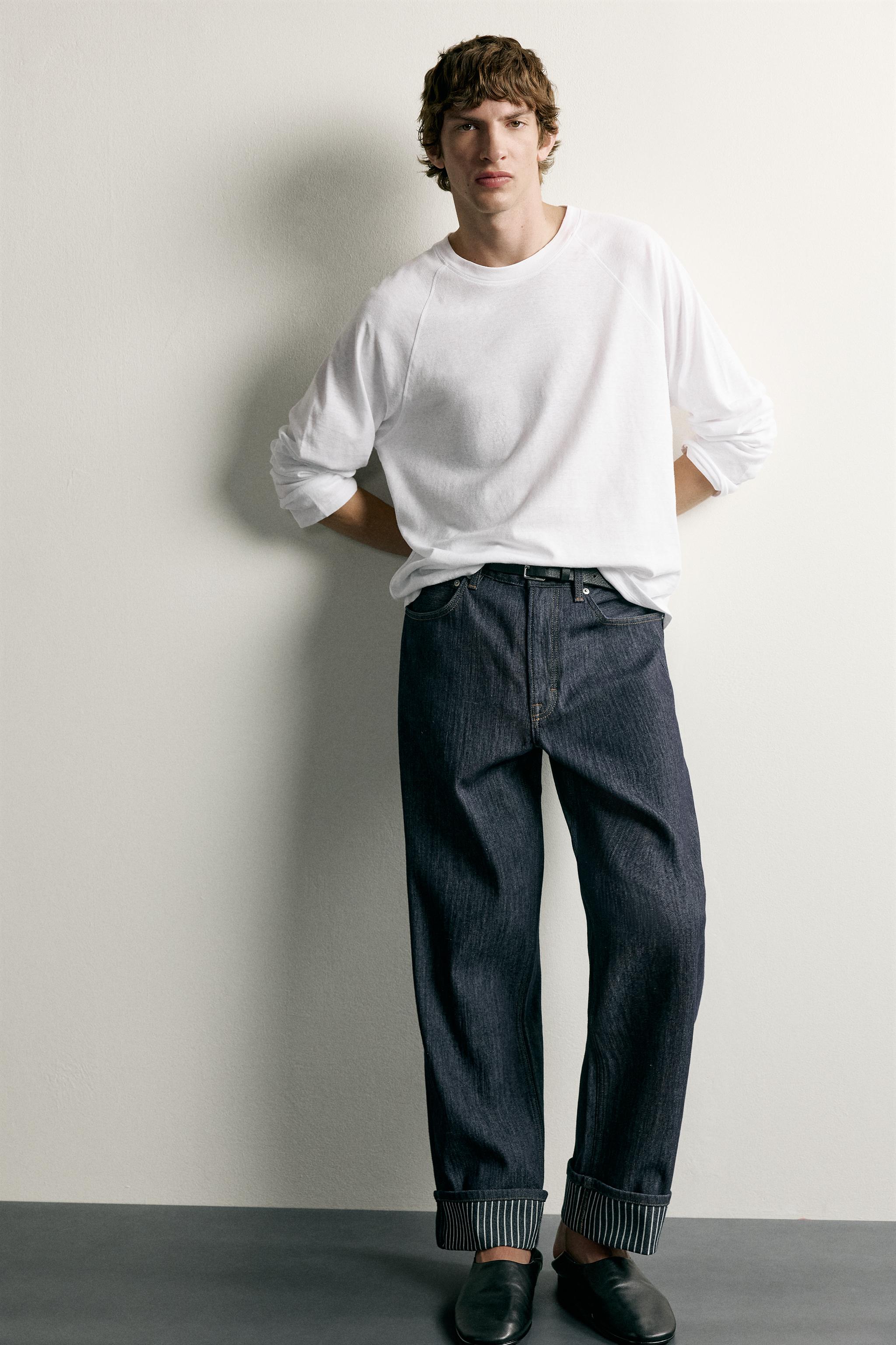 CONTRAST TURN-UP STRAIGHT FIT JEANS