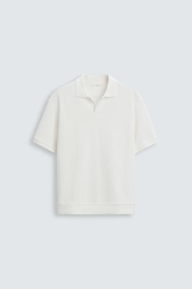 VERTICAL TEXTURED POLO SHIRT - Oyster-white by Zara