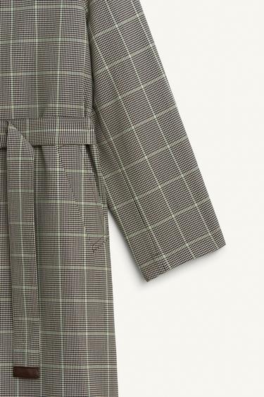 LIMITED EDITION CHECK TRENCH COAT WITH LEATHER DETAIL - Black / Green by Zara - Image 11
