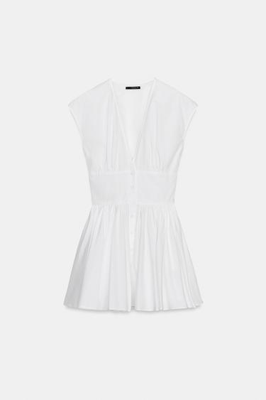 POPLIN MINI DRESS - White by Zara - Image 4
