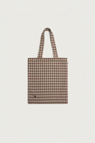 Zara FABRIC SHOPPER BAG - Brown