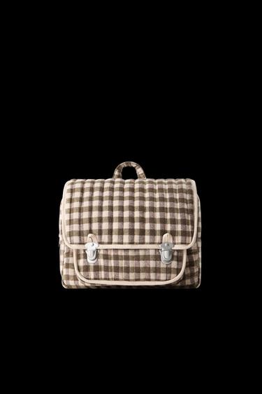 Zara PLAID BACKPACK - Brown - Image 0