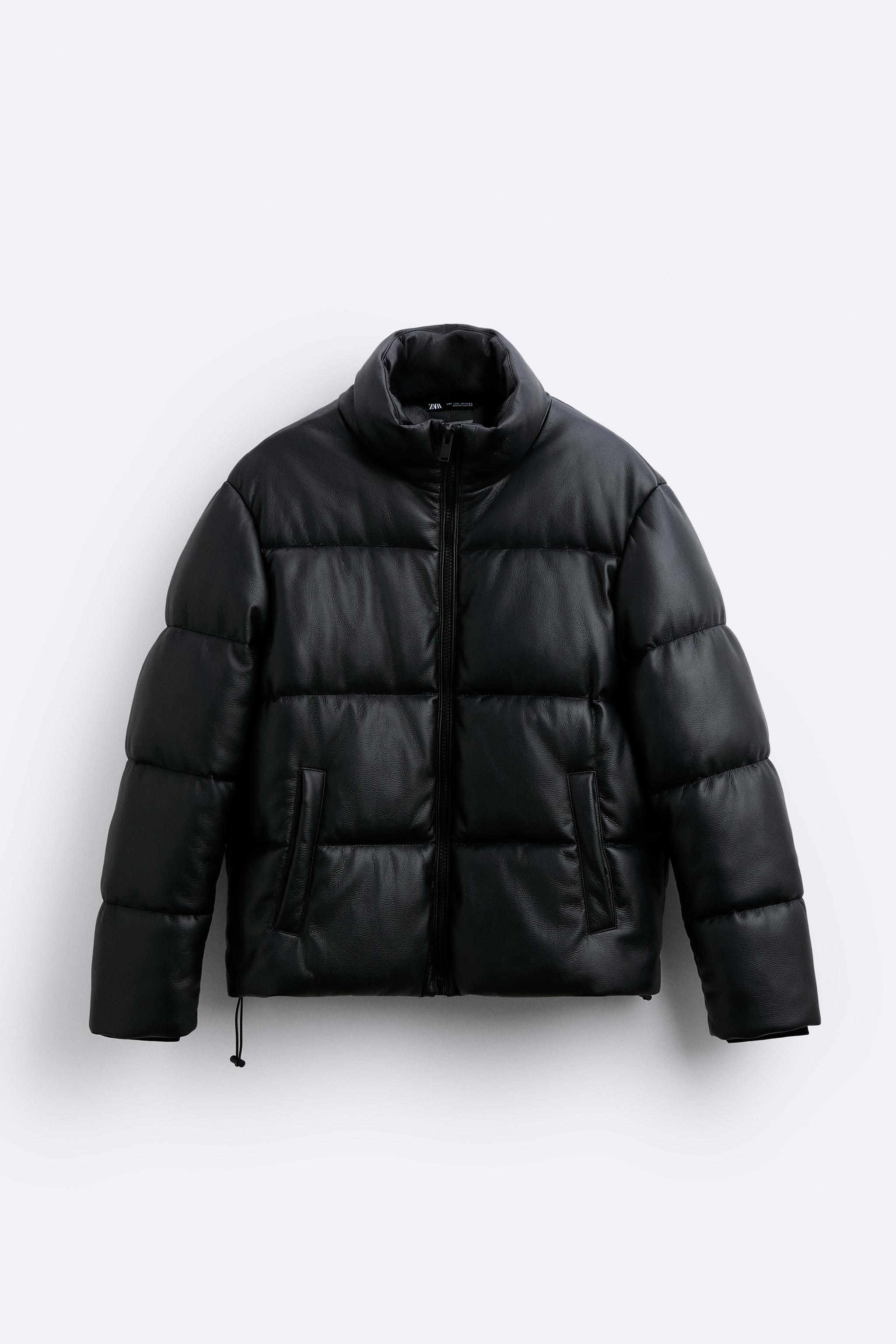 Puffer leather store jacket zara