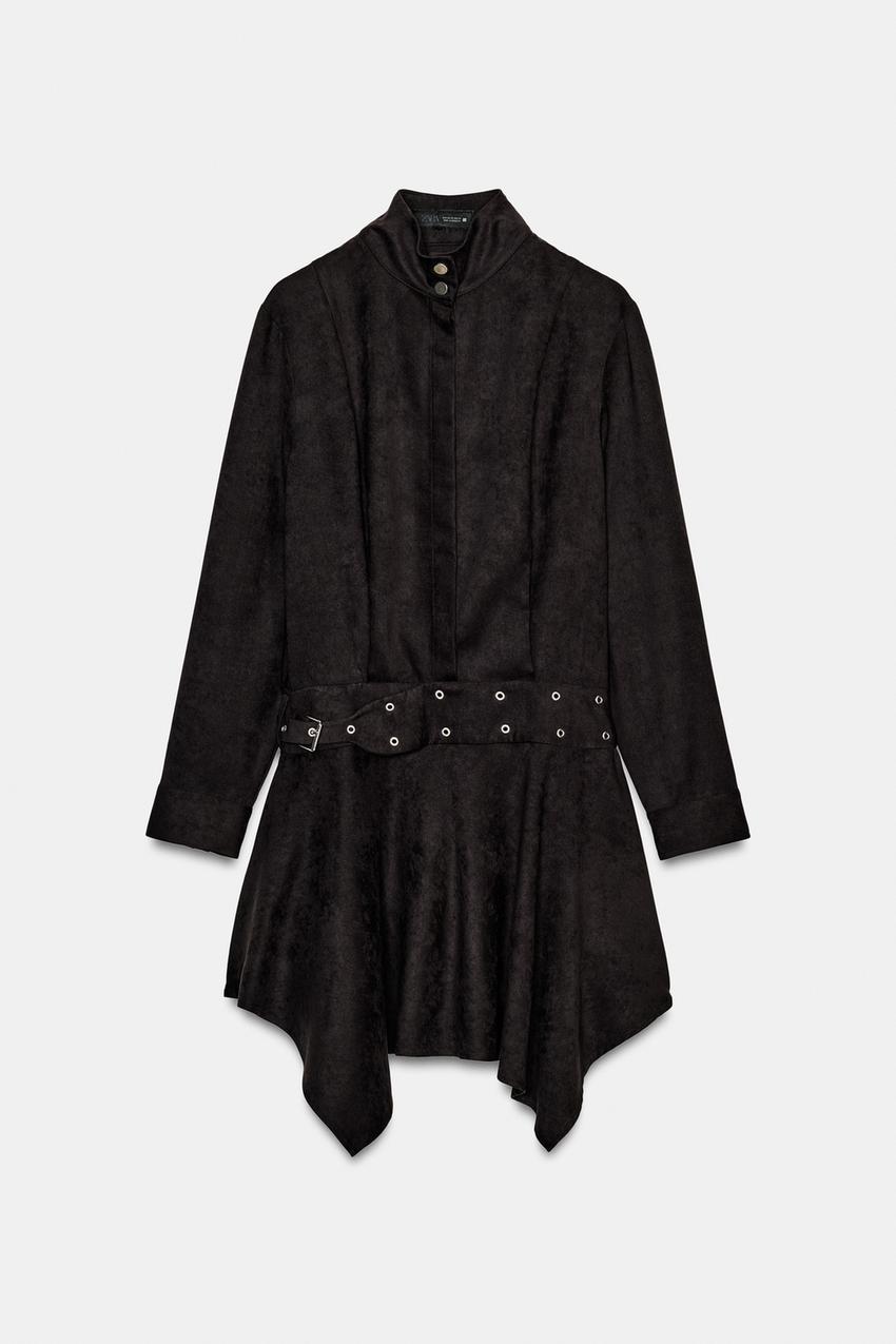 BELTED FAUX SUEDE MINI DRESS - Brown | ZARA United States BELTED FAUX SUEDE MINI DRESS - Brown | ZARA United States