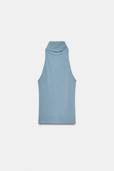HIGH NECK SLEEVELESS TOP - Light blue by Zara - Image 5