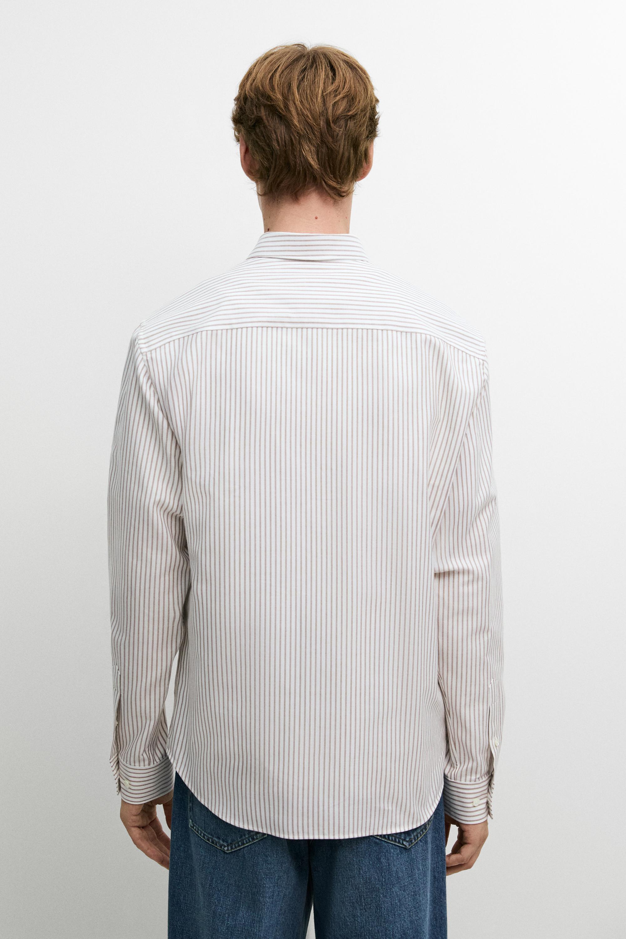 100% cotton regular fit striped shirt