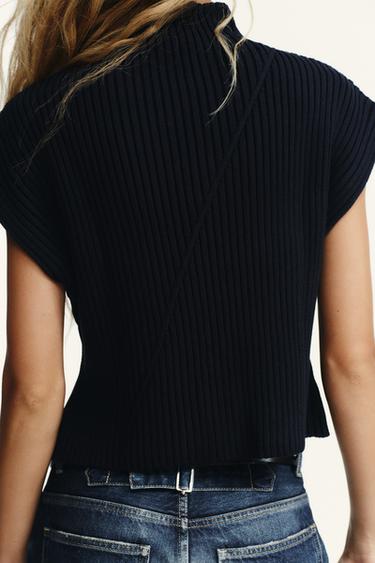 TOP GILET EN MAILLE CÔTELÉE - Bleu marine de Zara - Image 2