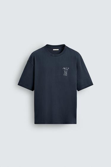 CAMISETA ESTAMPADO COMBINADO - Marino de Zara