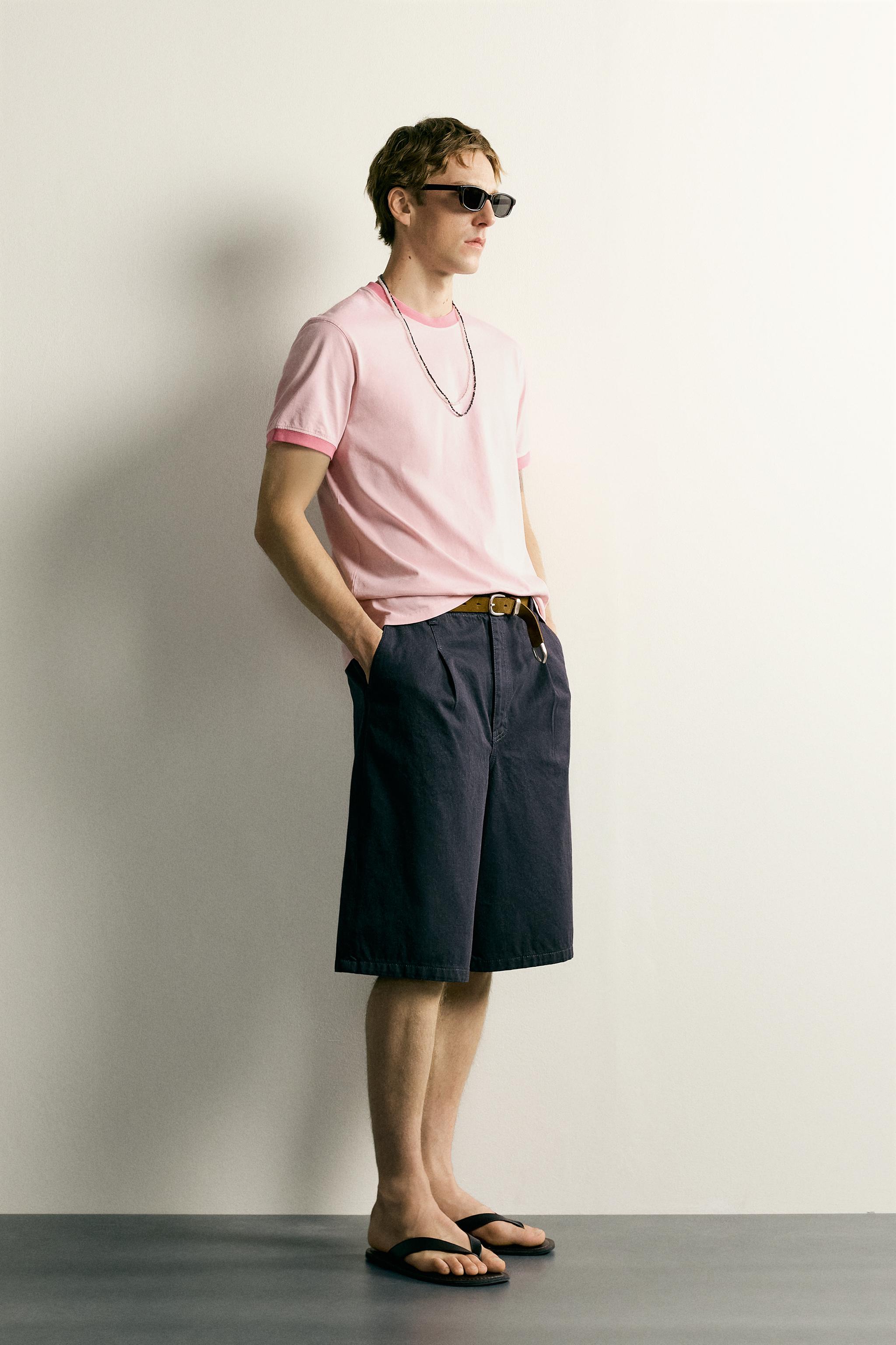 REGULAR FIT CONTRAST BINDING T-SHIRT