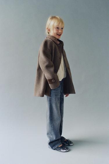 CONTRAST VELVET WOOL COAT - Brown / Taupe by Zara