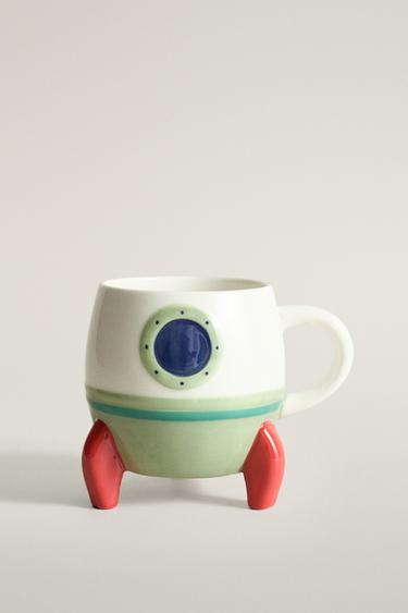 CHILDREN'S STONEWARE SPACESHIP MUG - Multicoloured by Zara