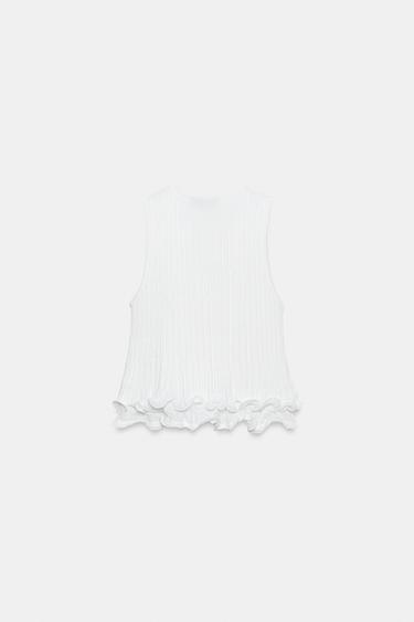DOUBLE-LAYER KNIT TOP - White by Zara - Image 7