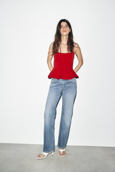 TOP PEPLUM - Rojo fuerte de Zara