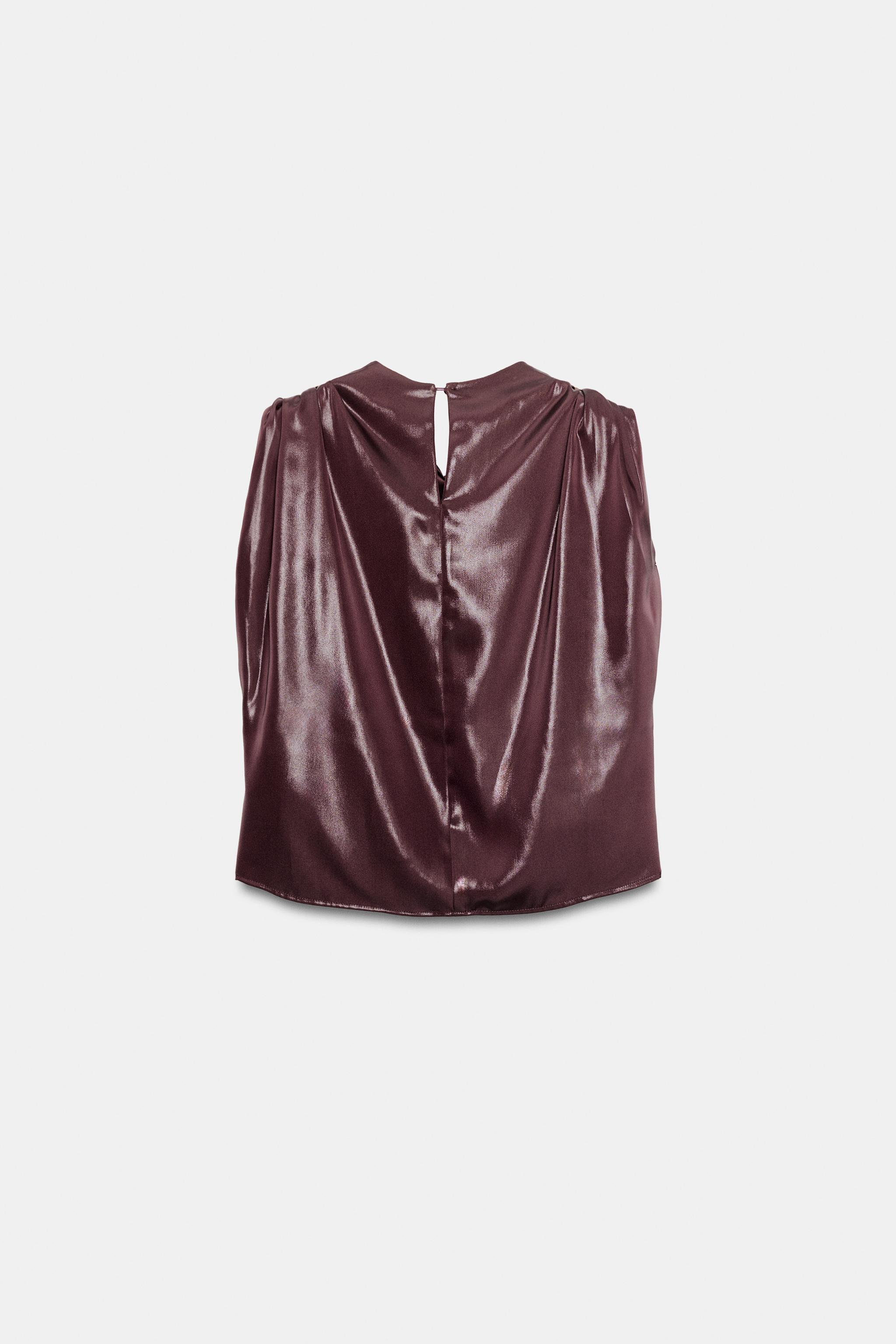 Zara ALTIN APLİKELİ SATEN YÜZEYLİ ASKILI TOP görsel 7