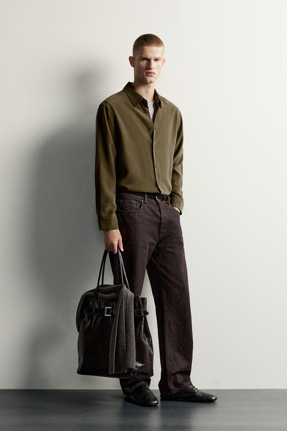 חולצה נשפכת בגזרת RELAXED FIT - ירוק זית של Zara - תמונה 0