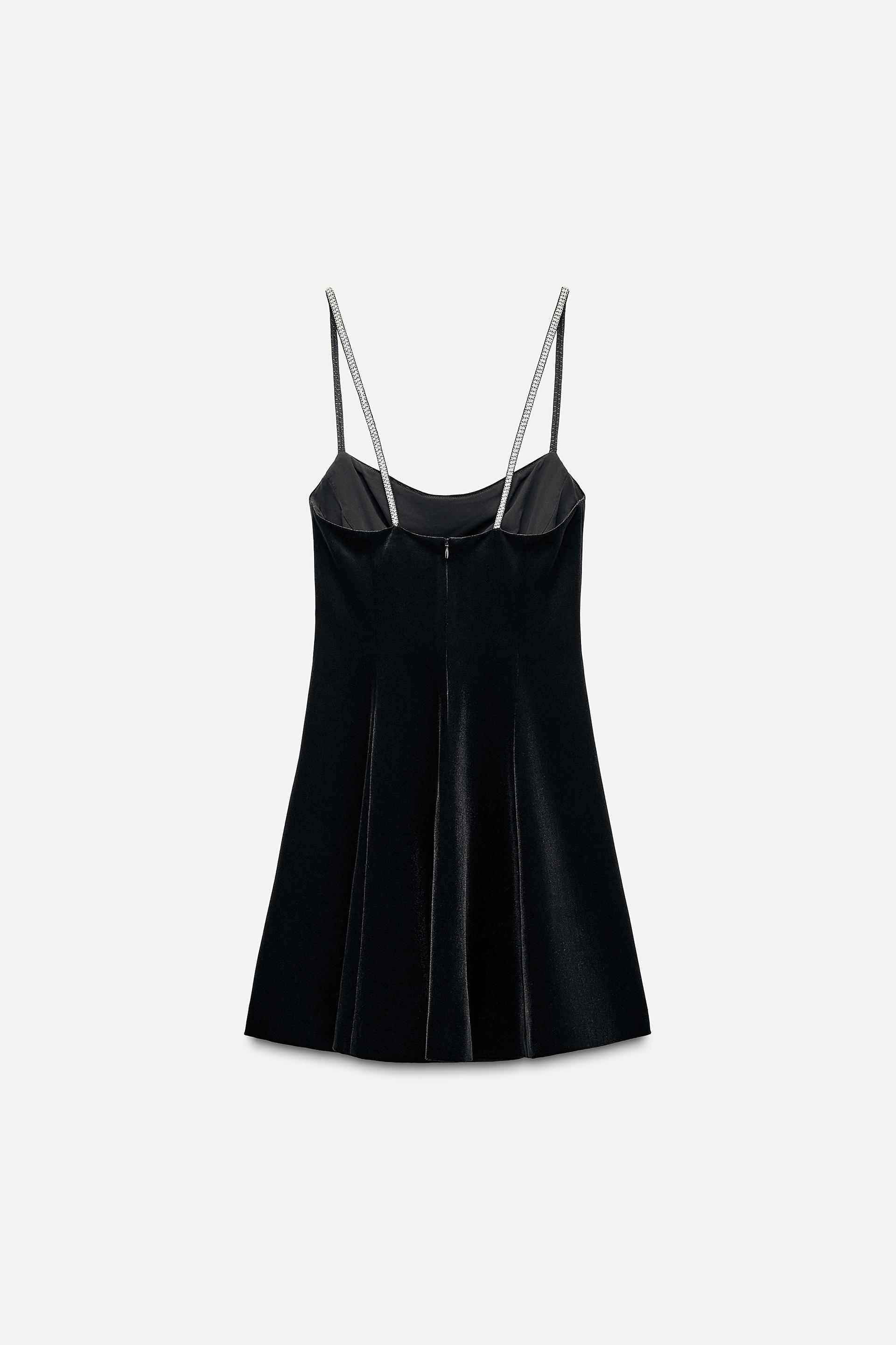 ZARA CHAIN good VELVET DRESS BLACK