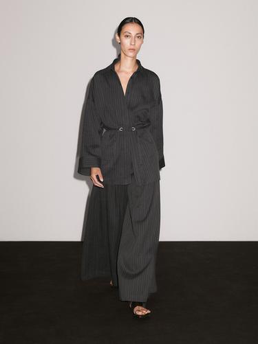 Zara Striped overshirt with buckles - Black - Image 0