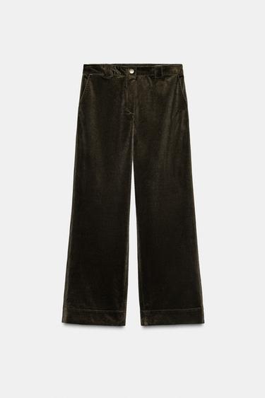 CORDUROY TURN-UP TROUSERS - Dark khaki by Zara
