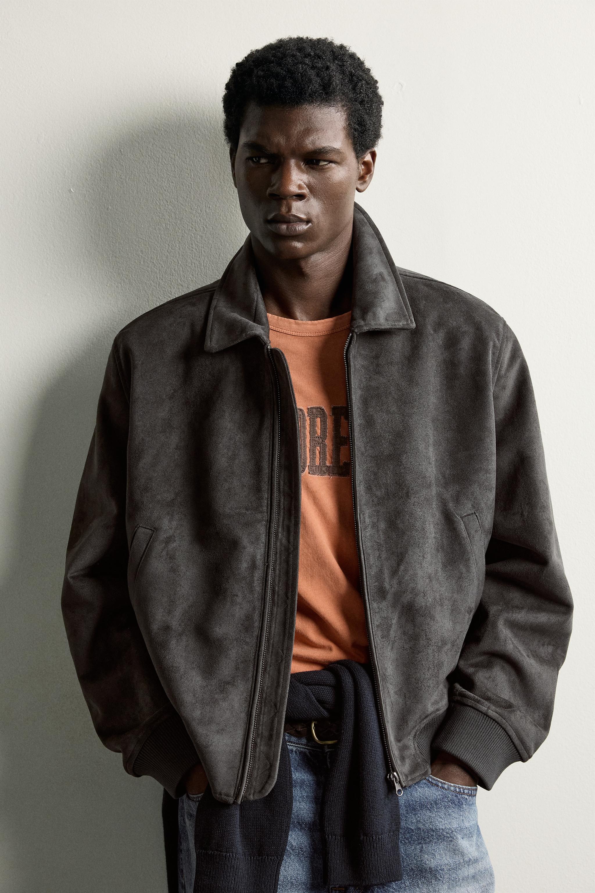 Zara Suni Süet Bomber Ceket görsel 5