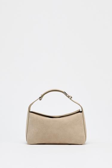 MINI SAC À MAIN EN CROÛTE DE CUIR - SABLE/MARRON de Zara