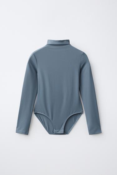 LONG-SLEEVE POLYAMIDE BODYSUIT — Faded blue 1