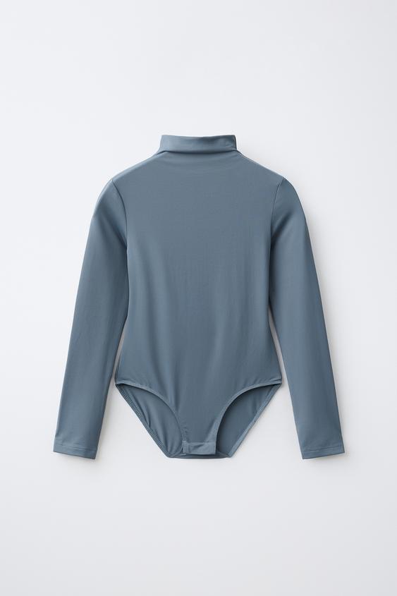 LONG SLEEVE POLYAMIDE BODYSUIT - Faded blue by Zara - Image 0