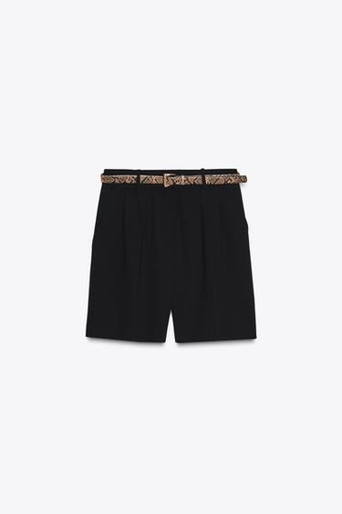 BERMUDA SHORTS WITH DARTS AND BELT - Black by Zara - Image 5